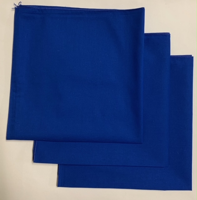 Made in the USA Solid Blue Bandanas 3 Pk, 22" x 22" Cotton
