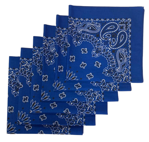 Royal Blue Paisley Bandanas - USA Made (6 Pk) 22" x 22"