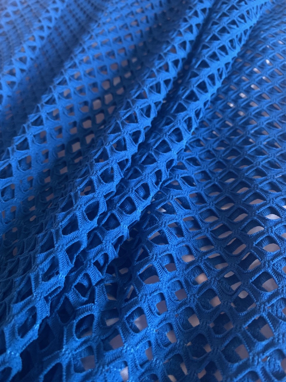 58" Blue Poly Mesh Fabric BTY 75% Poly, 17% Nylon, 8% Spandex - Click Image to Close