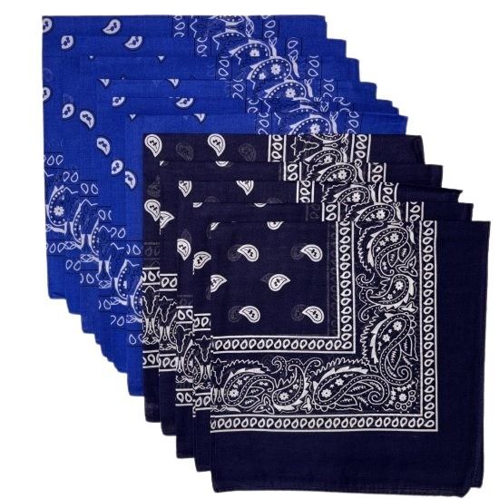 (image for) Paisley Bandanas Royal Blue & Navy 22" X 22" 100% Cotton (12 PK)