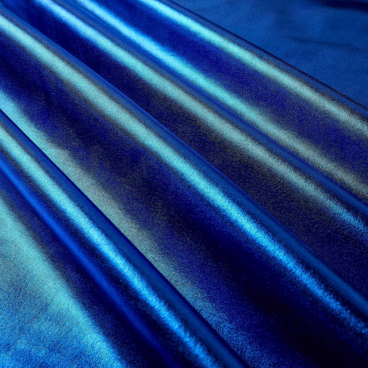 60" Foil Lame Metallic Stretch Spandex Fabric, Royal Per Yard