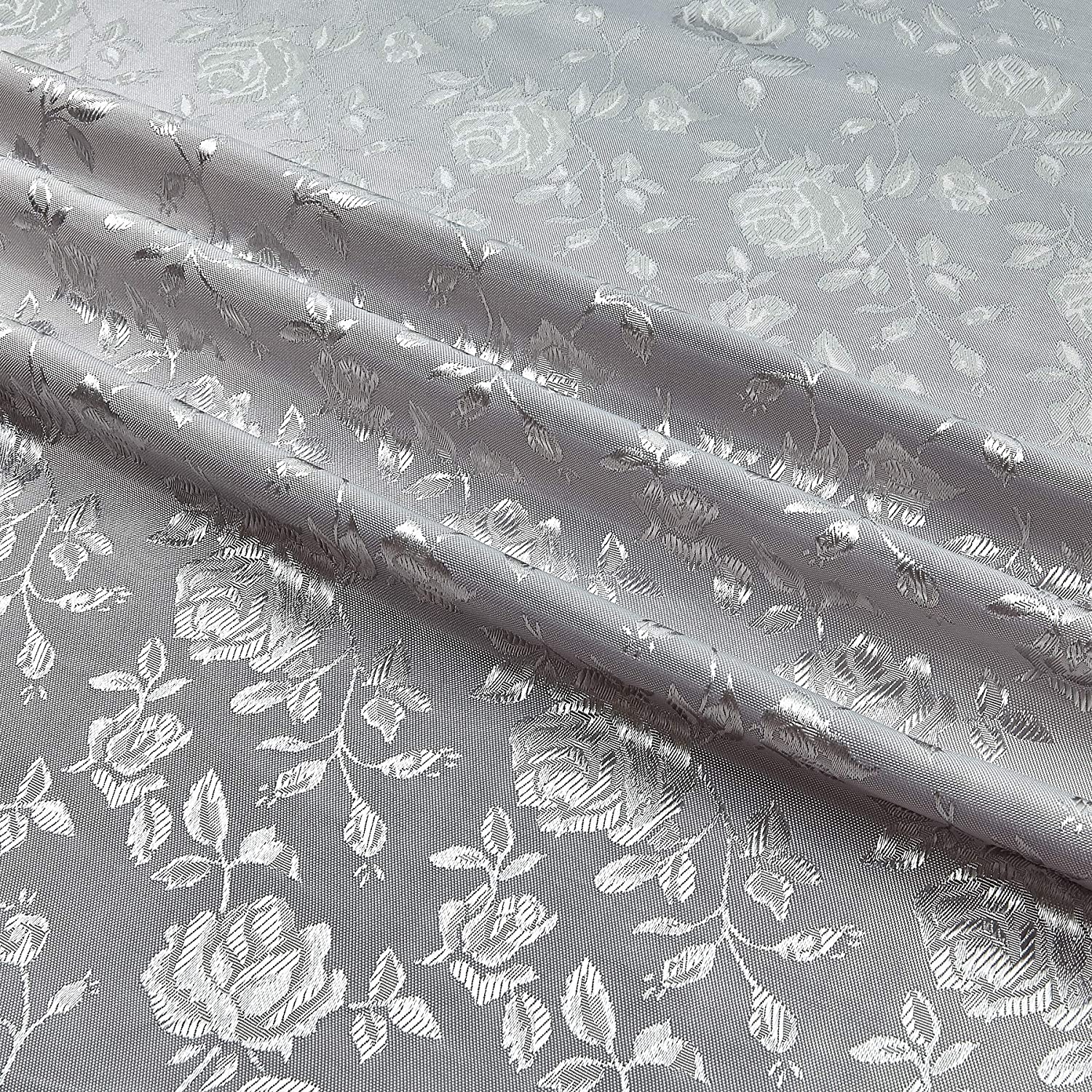 59/60" Silver Jacquard Satin Fabric Per Yard - 100% Polyester - Click Image to Close