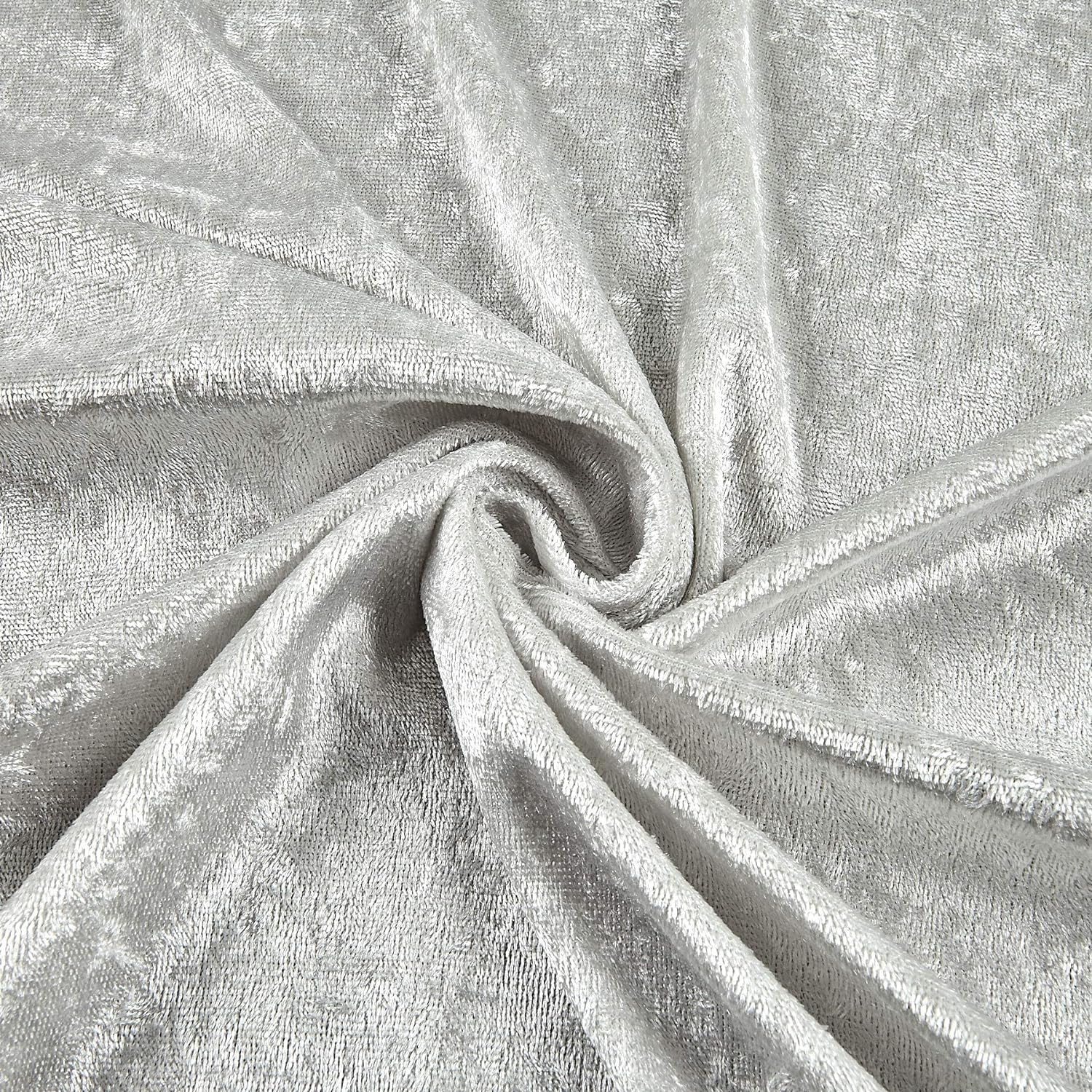 58" Silver Stretch Velour Fabric - By The Yard