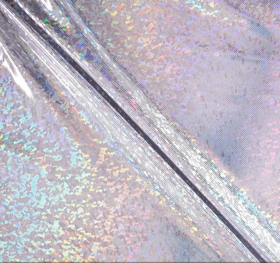 (image for) 60" Silver Shattered Glass Hologram Fabric 50 Yard Roll, Spandex 4-Way Stretch