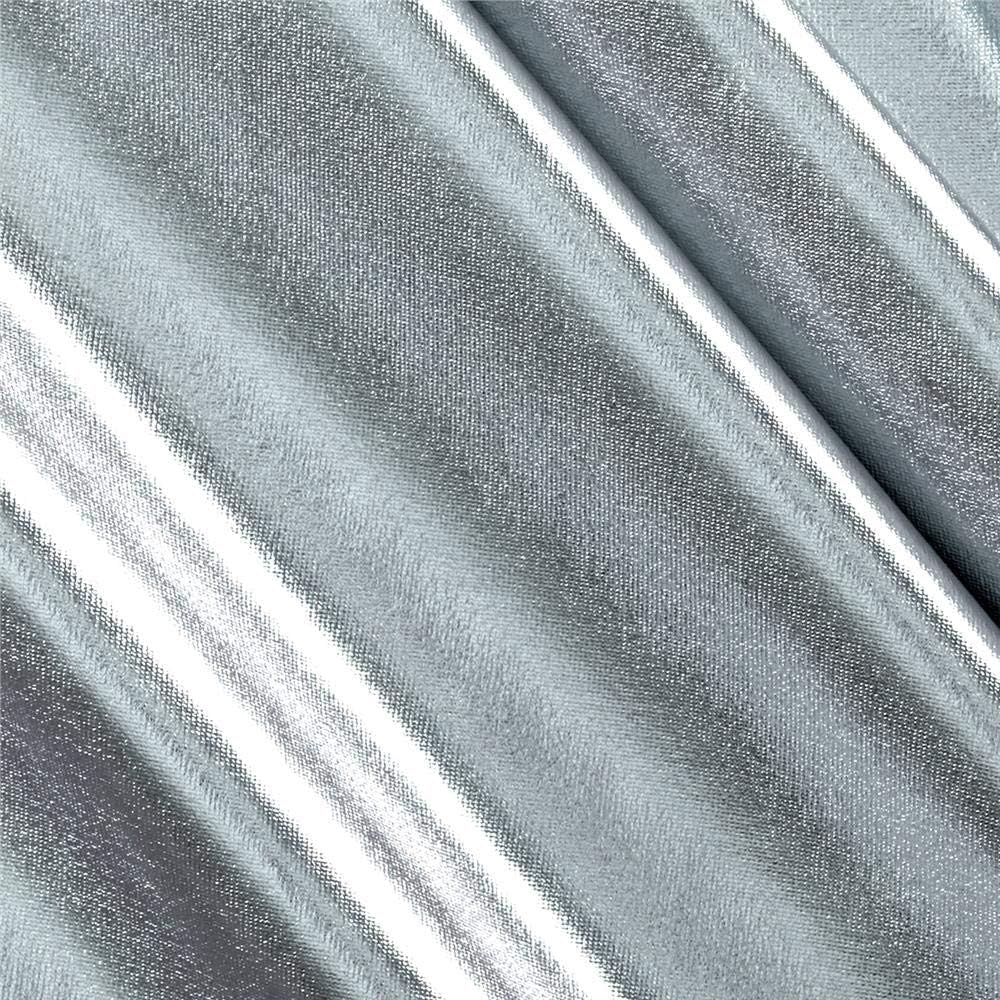 60" Foil Lame Metallic Stretch Spandex Fabric, Silver Per Yard