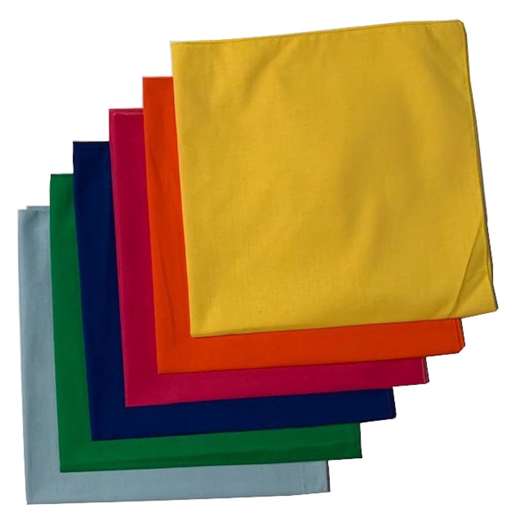 USA Made Random Assortment Solid Color Bandanas 6 Pk Cotton