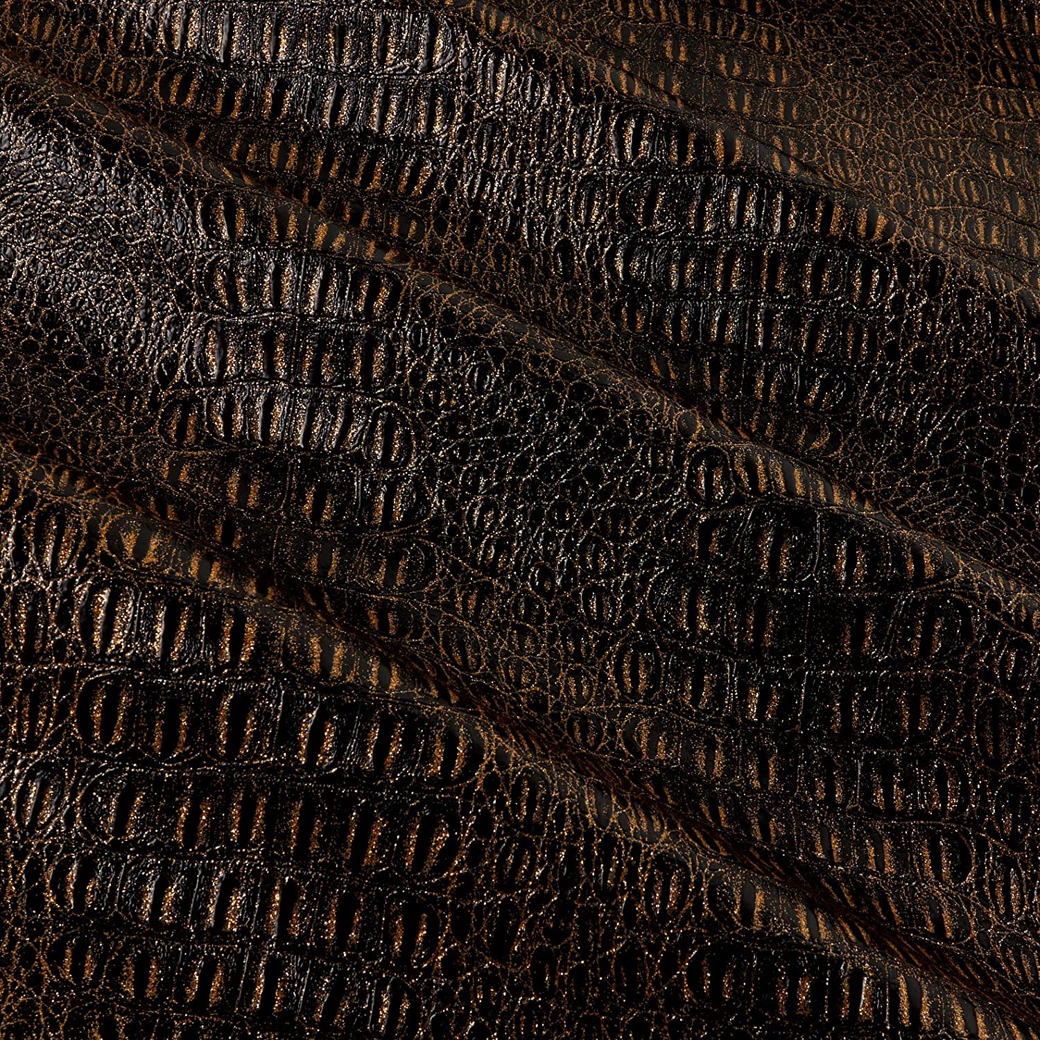 54" Gold Sparkle Gator Faux Leather Fabric By The Yard