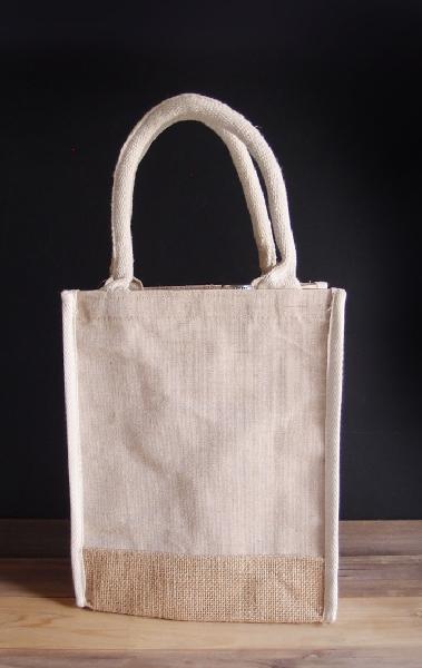 Burlap Tote Bag with Natural Handles 9"Wx11"Hx4"D - Click Image to Close