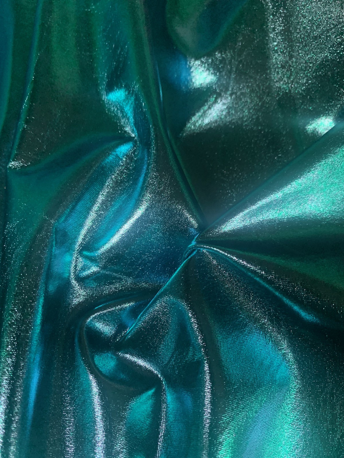 60" Foil Lame Metallic Stretch Spandex Fabric Turquoise BTY