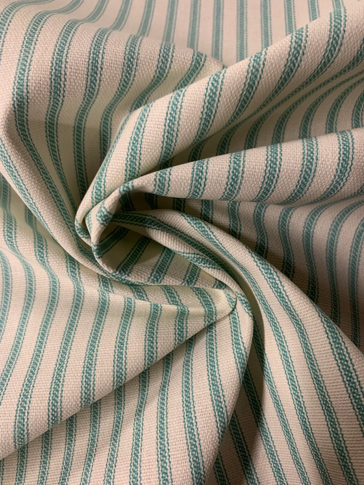 54" Turquoise Stripe Ticking Fabric - Per Yard