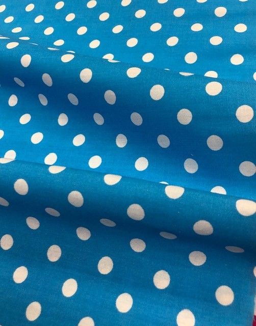 58/60" Turquoise/White Dot Broadcloth By The Yard - Click Image to Close