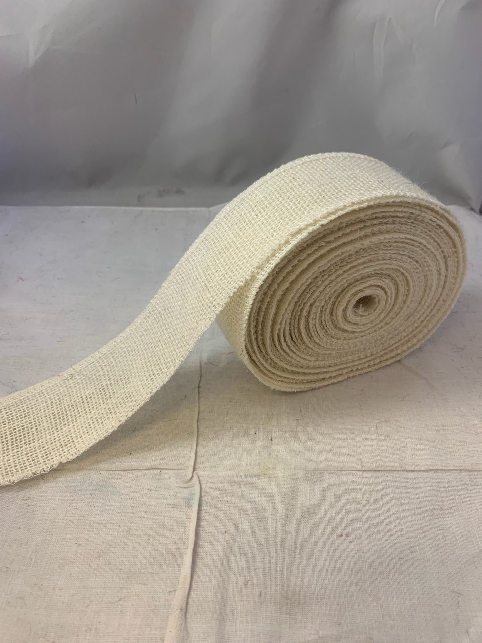 2" White Burlap Ribbon - 10 Yards (Serged) Made in USA - Click Image to Close