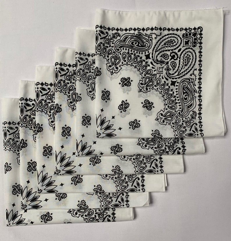 White Bandanas Solid Color 22" X 22" (12 Pack) - Click Image to Close