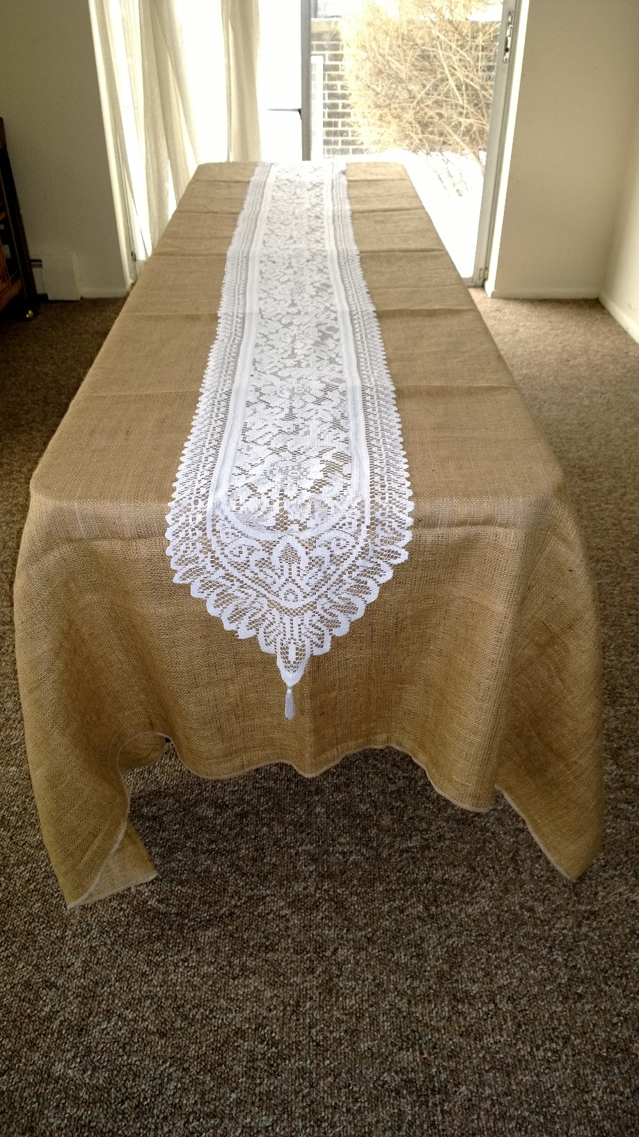14" x 108" White Table Lace Runner