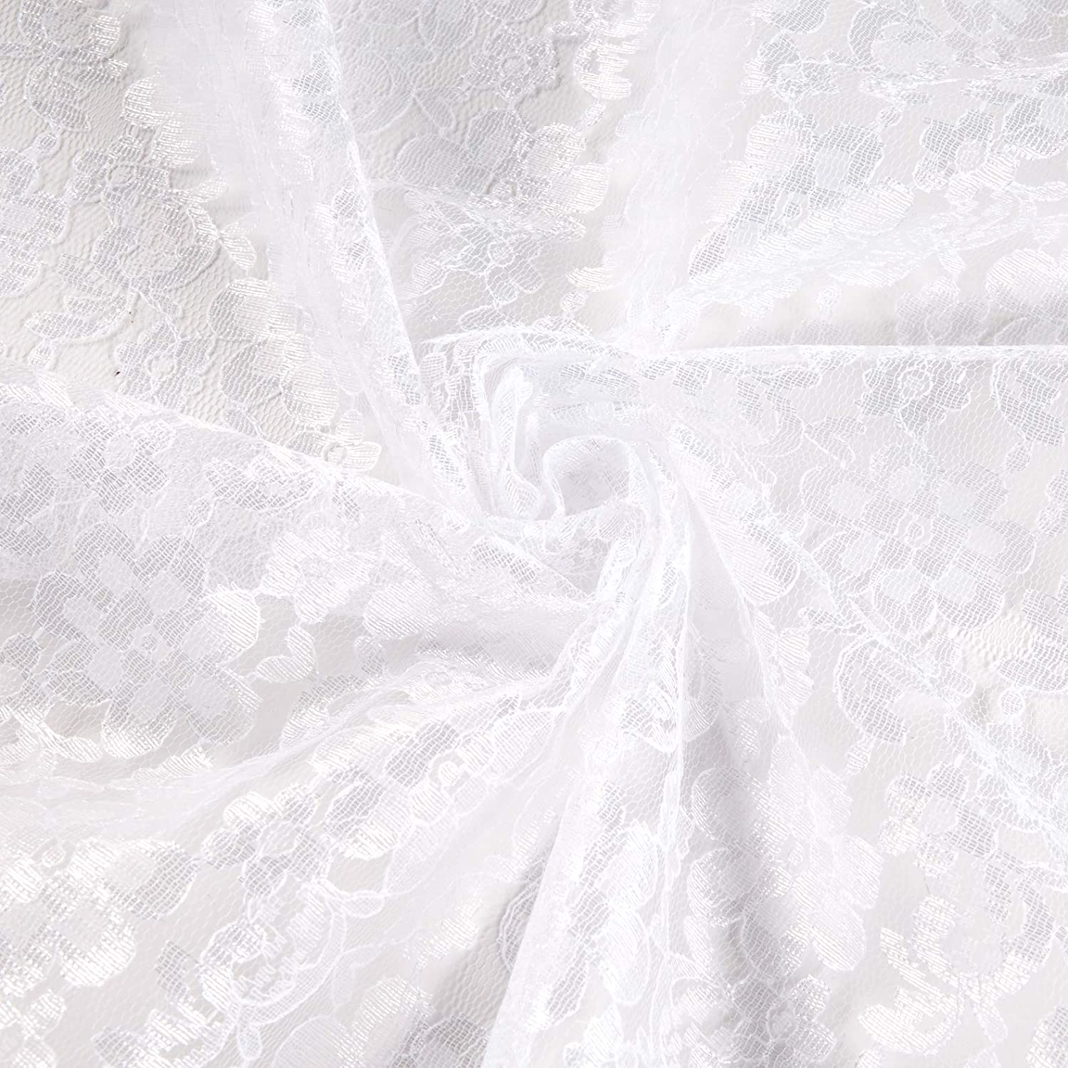 58/60" White Raschel Lace Fabric By The Yard