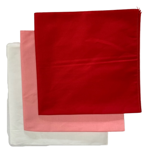 USA Made Solid Color Bandanas 3 Pk Cotton White Red Pink 22"