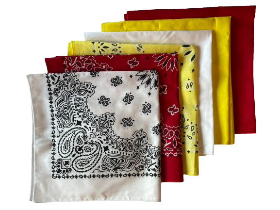 USA Made Paisley & Solid White Red Yellow 6 PK 22" 100% Cotton