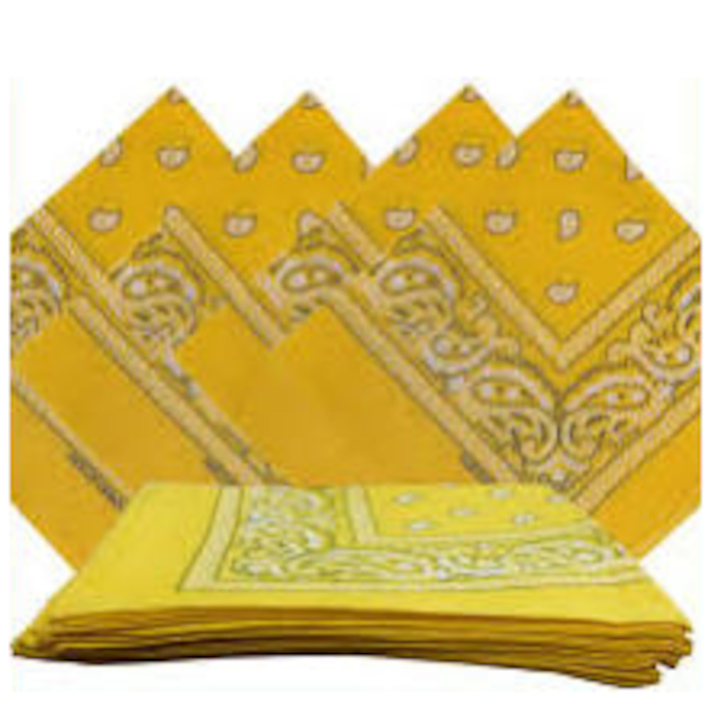 Yellow Paisley Bandanas (12 Pack) 22" x 22" 100% Cotton