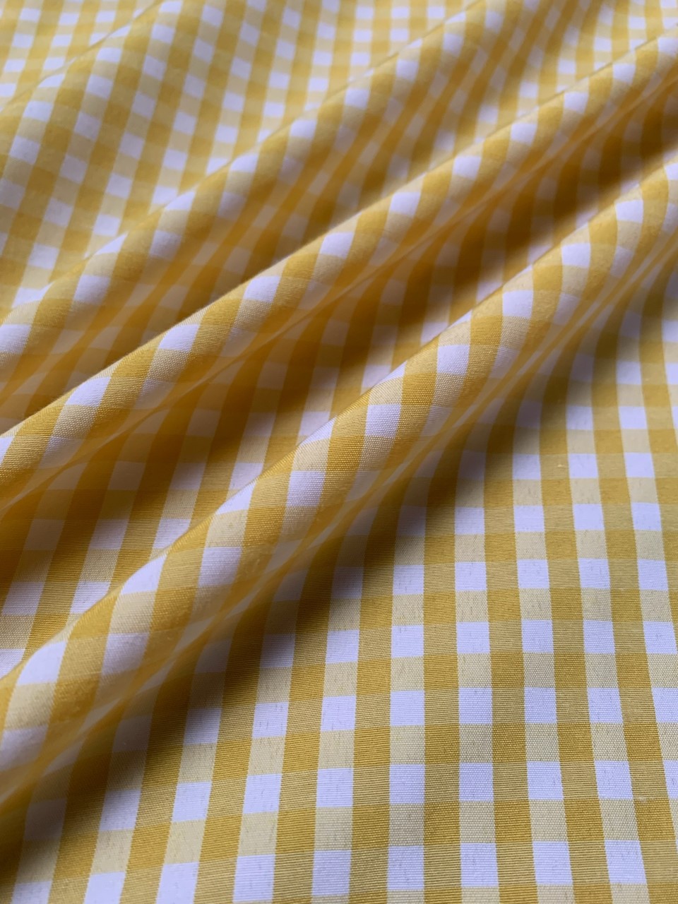 1/4" Yellow Gingham Fabric 60"Wide By The Yard Poly Cotton Blend