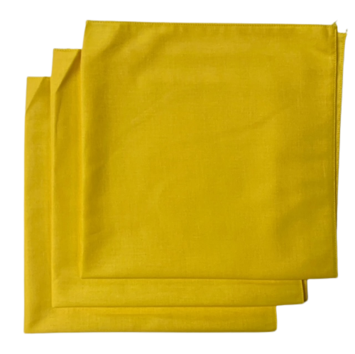 Made in the USA Solid Yellow Bandanas 3 Pk, 22" x 22" Cotton