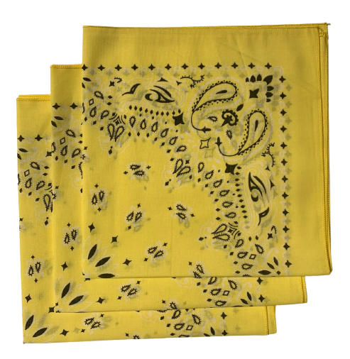 Yellow Paisley Bandanas - Made In The USA (3 Pk) 22" x 22"