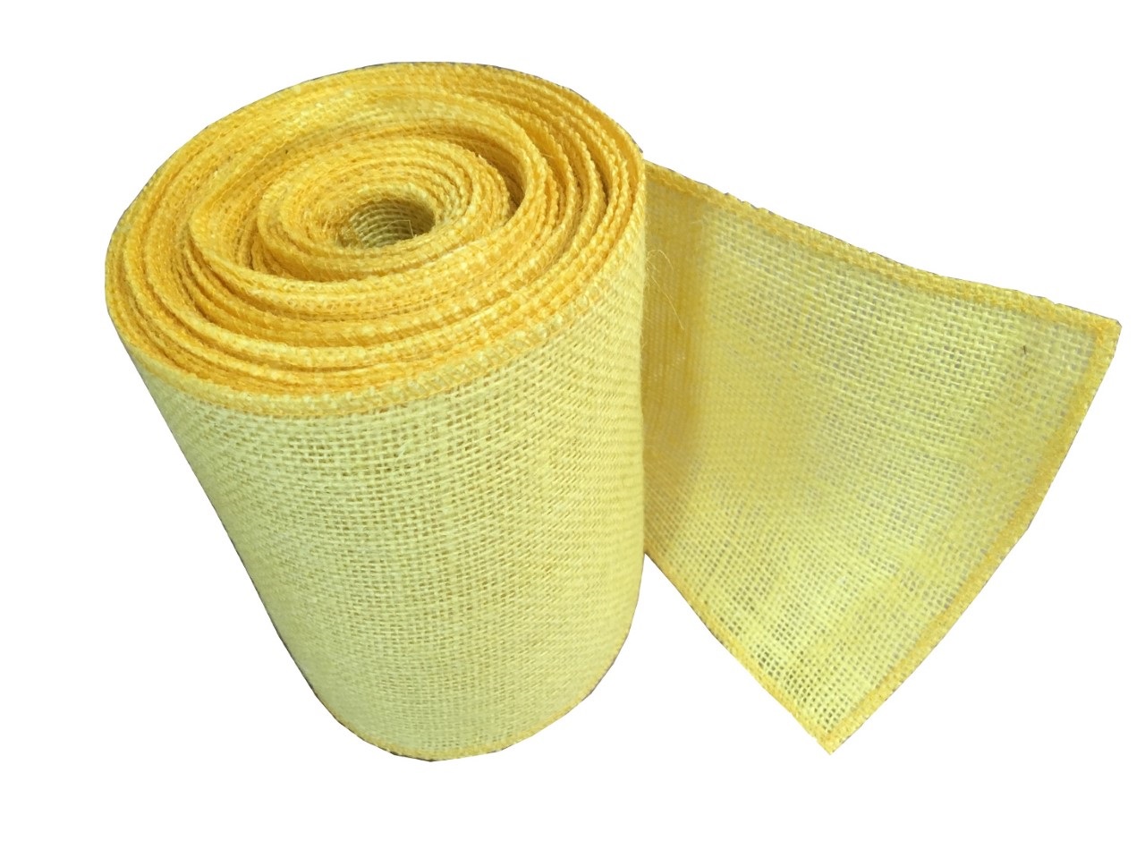 6" Yellow Burlap Ribbon - 10 Yards (serged) Made in USA - Click Image to Close