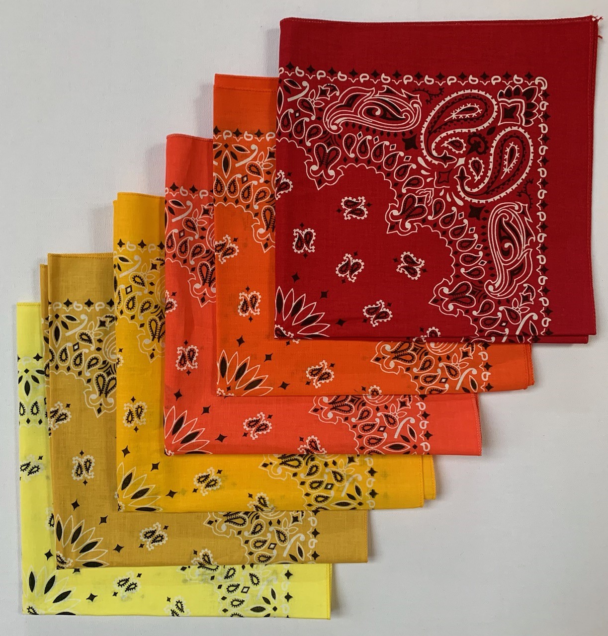 Assorted Paisley Bandanas As Shown USA Made 22" x 22" - 6 Pack