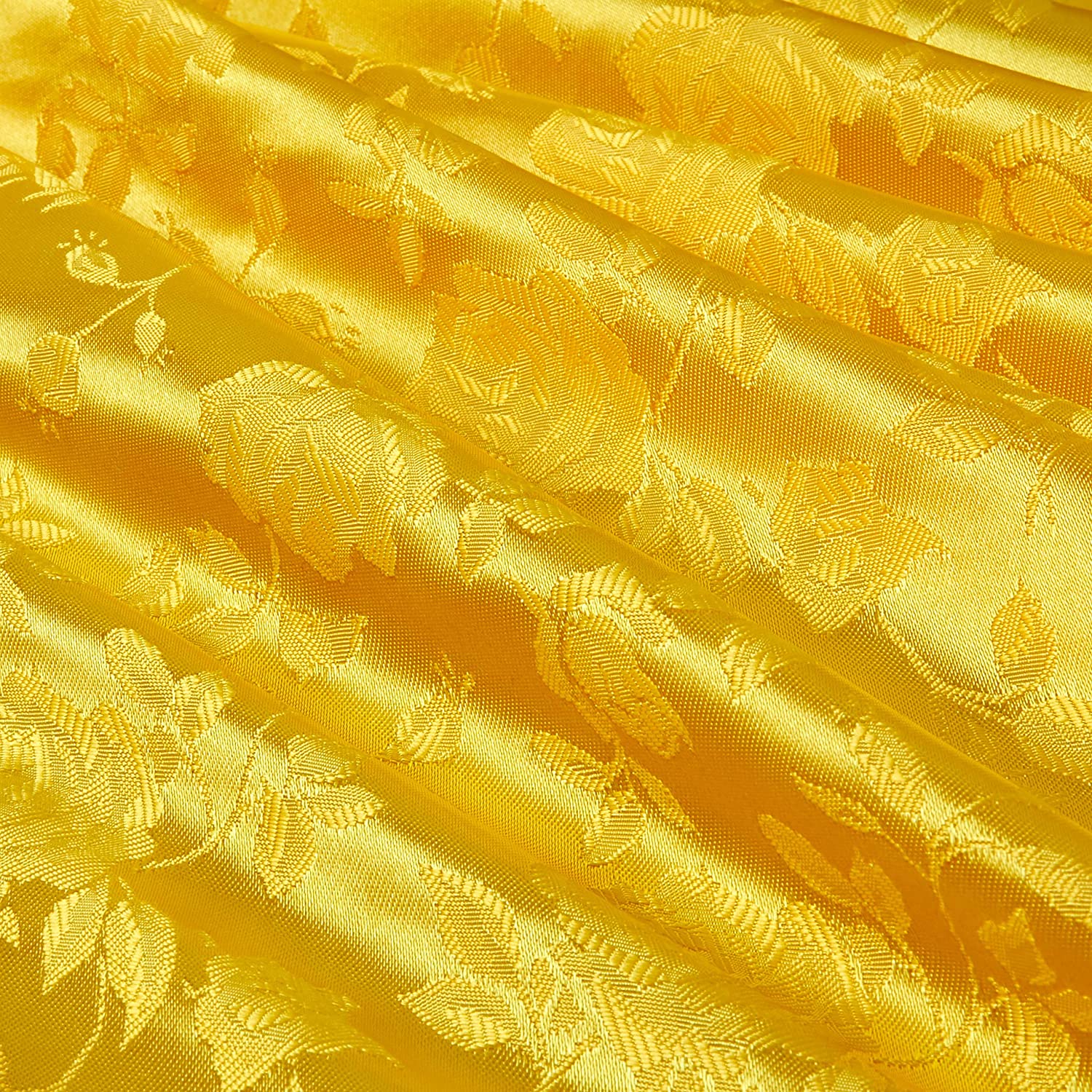 59/60" Yellow Jacquard Satin Fabric Per Yard - 100% Polyester - Click Image to Close