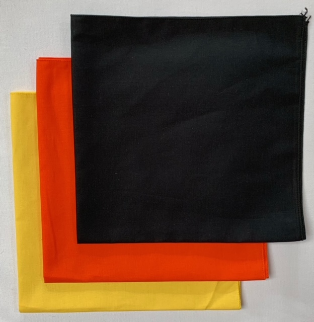 USA Made Solid Color Bandanas 3Pk Cotton Yellow Orange Black 22"