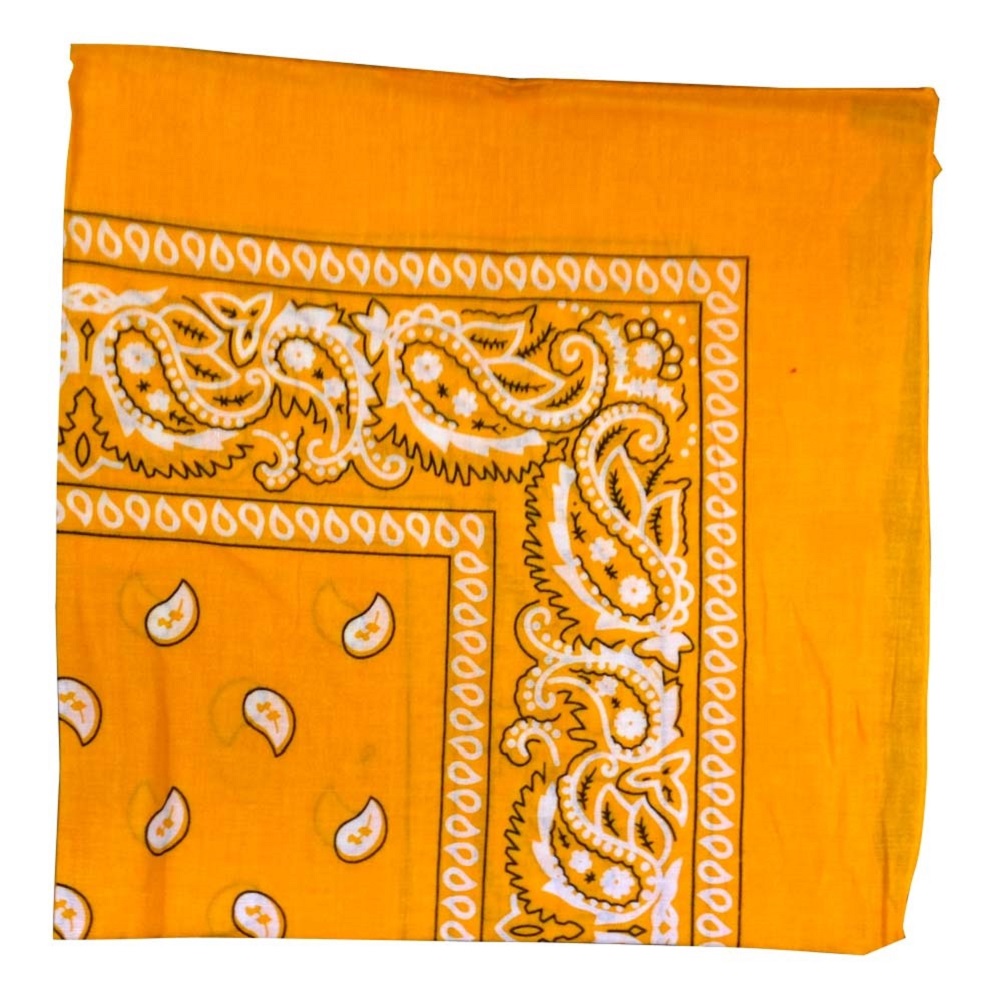 Yellow Paisley Bandanas (12 Pack) 22" x 22" 100% Cotton - Click Image to Close