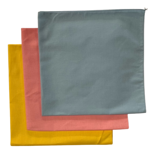 USA Made Solid Color Bandanas 3Pk Cotton Yellow Pink Lt Blu 22" - Click Image to Close