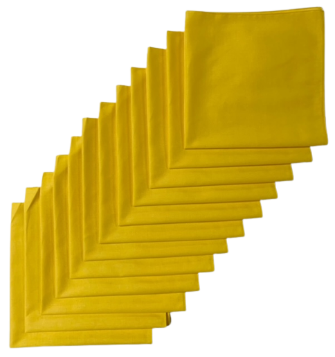 Made in the USA Solid Yellow Bandanas 12 Pk, 22" x 22" Cotton